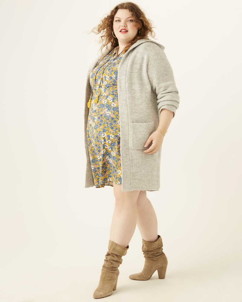 Plus size model wearing Ava Hooded Cardigan by Vigoss | Dia&Co | dia_product_style_image_id:171276